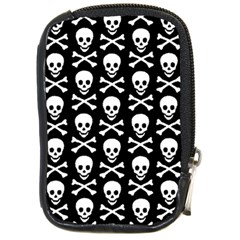 Skull And Crossbones Pattern Compact Camera Leather Case by ArtistRoseanneJones