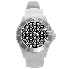 Skull And Crossbones Pattern Plastic Sport Watch (large) by ArtistRoseanneJones