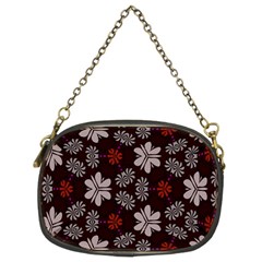 Floral Pattern On A Brown Background Chain Purse (two Sides) by LalyLauraFLM