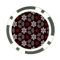 Floral Pattern On A Brown Background Poker Chip Card Guard (10 Pack) by LalyLauraFLM