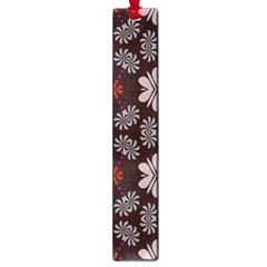 Floral Pattern On A Brown Background Large Book Mark by LalyLauraFLM