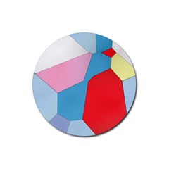 Colorful Pastel Shapes Rubber Round Coaster (4 Pack) by LalyLauraFLM