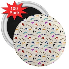 Mustaches 3  Button Magnet (100 Pack) by boho