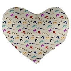 Mustaches Large 19  Premium Flano Heart Shape Cushion by boho