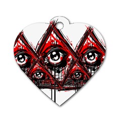 Red White Pyramids Dog Tag Heart (two Sided) by teeship