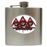 Red White pyramids Hip Flask Front