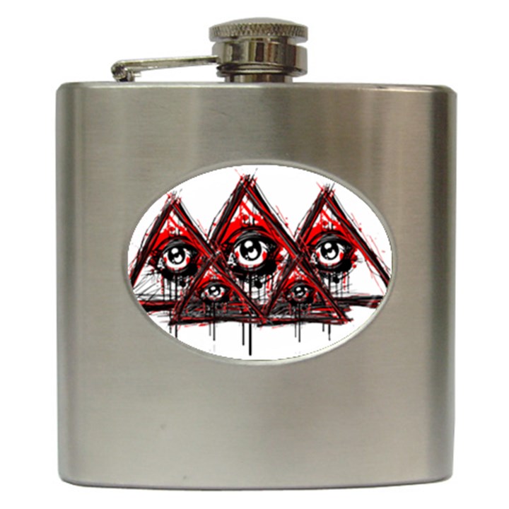 Red White pyramids Hip Flask