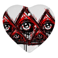 Red White Pyramids Heart Ornament (two Sides)