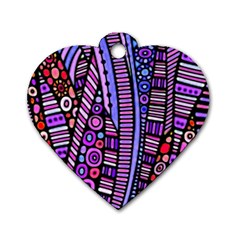 Stained Glass Tribal Pattern Dog Tag Heart (one Sided)  by KirstenStar