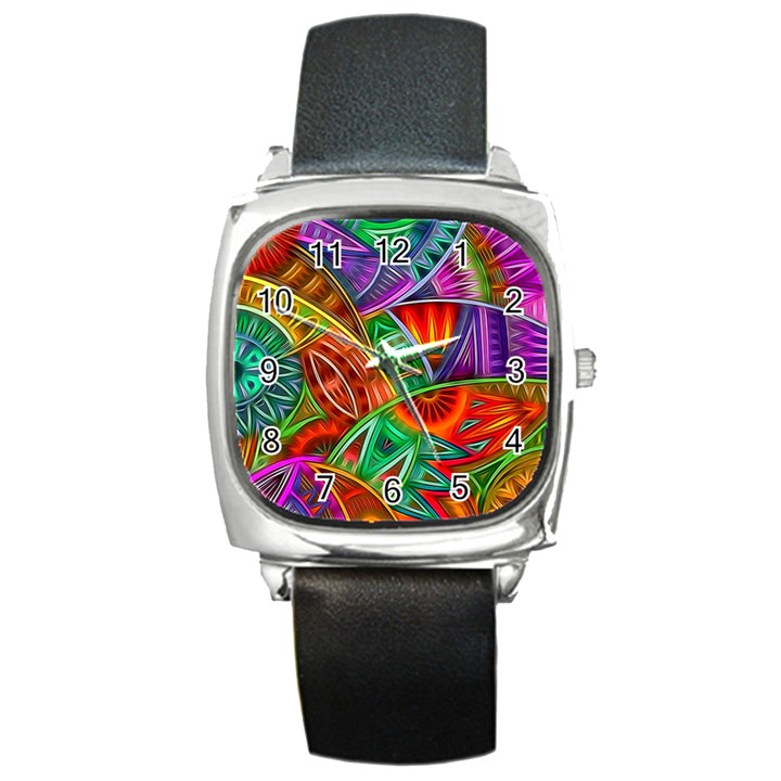 Happy Tribe Square Leather Watch