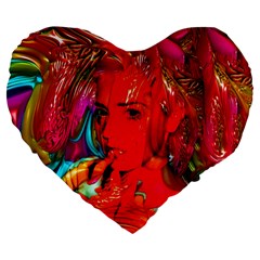 Mardi Gras Large 19  Premium Heart Shape Cushion by icarusismartdesigns