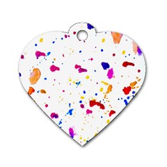 Multicolor Splatter Abstract Print Dog Tag Heart (one Sided)  by dflcprints