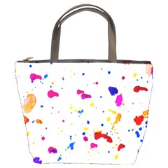 Multicolor Splatter Abstract Print Bucket Handbag by dflcprints