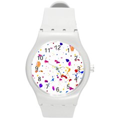 Multicolor Splatter Abstract Print Plastic Sport Watch (medium) by dflcprints