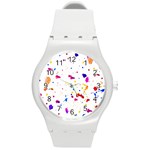 Multicolor Splatter Abstract Print Plastic Sport Watch (Medium) Front