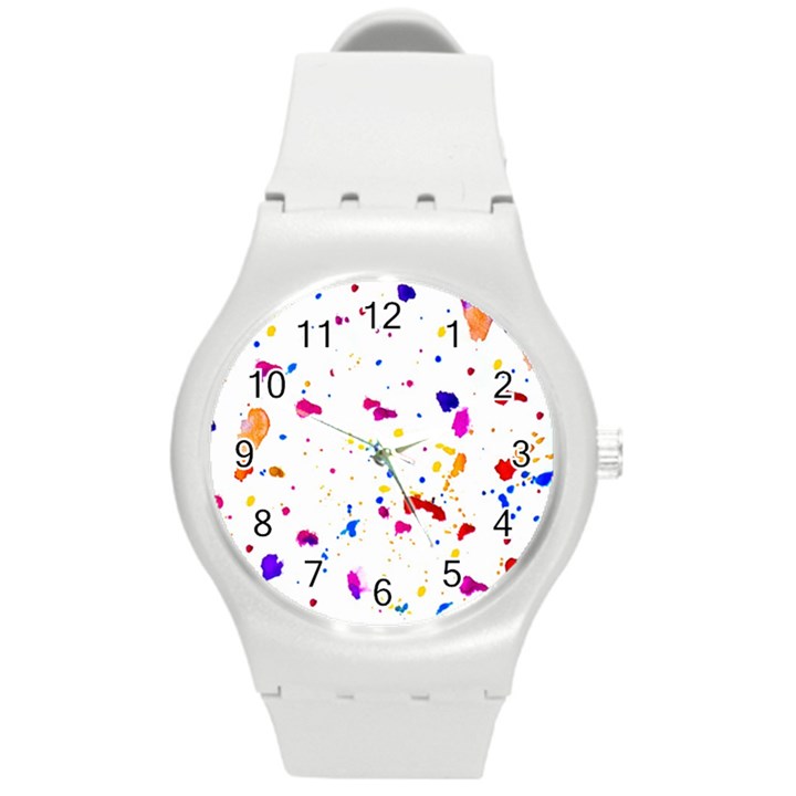Multicolor Splatter Abstract Print Plastic Sport Watch (Medium)