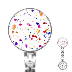 Multicolor Splatter Abstract Print Stainless Steel Nurses Watch by dflcprints