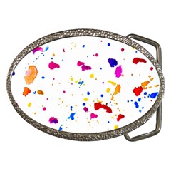 Multicolor Splatter Abstract Print Belt Buckle (oval) by dflcprintsclothing