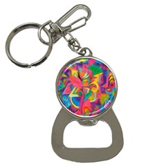 Colorful Floral Abstract Painting Bottle Opener Key Chain by KirstenStar