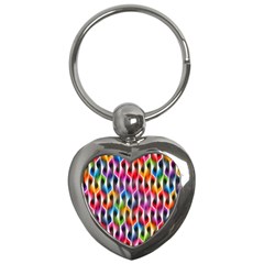 Rainbow Psychedelic Waves Key Chain (heart)