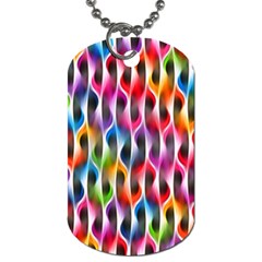 Rainbow Psychedelic Waves Dog Tag (one Sided) by KirstenStar