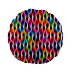 Rainbow Psychedelic Waves Standard 15  Premium Flano Round Cushion  Front