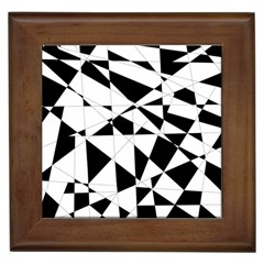 Shattered Life In Black & White Framed Ceramic Tile