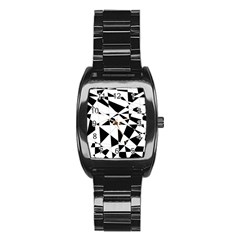 Shattered Life In Black & White Stainless Steel Barrel Watch by StuffOrSomething