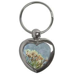 Floral Grunge Vintage Photo Key Chain (heart)