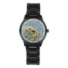 Floral Grunge Vintage Photo Sport Metal Watch (black) by dflcprints