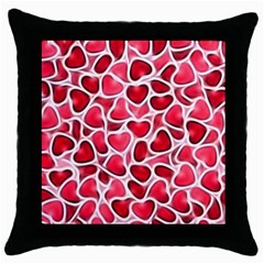 Candy Hearts Black Throw Pillow Case