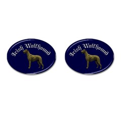 Old Gold Irish Wolfhound Cufflinks (oval) - Blue