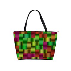 Colorful Stripes And Squares Classic Shoulder Handbag by LalyLauraFLM