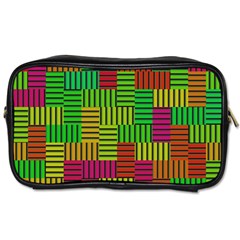 Colorful Stripes And Squares Toiletries Bag (one Side) by LalyLauraFLM