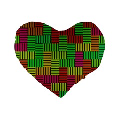 Colorful Stripes And Squares Standard 16  Premium Heart Shape Cushion 