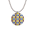 Colorful rhombus chains 1  Button Necklace Front