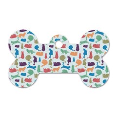 Blue Colorful Cats Silhouettes Pattern Dog Tag Bone (one Side) by Contest580383