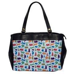 Blue Colorful Cats Silhouettes Pattern Office Handbags by Contest580383