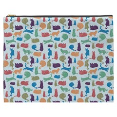 Blue Colorful Cats Silhouettes Pattern Cosmetic Bag (xxxl)  by Contest580383