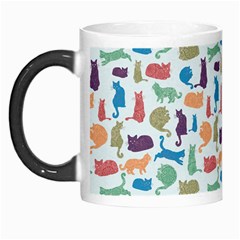 Blue Colorful Cats Silhouettes Pattern Morph Mugs by Contest580383