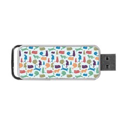 Blue Colorful Cats Silhouettes Pattern Portable Usb Flash (two Sides) by Contest580383