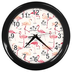 Flamingo Pattern Wall Clocks (black)