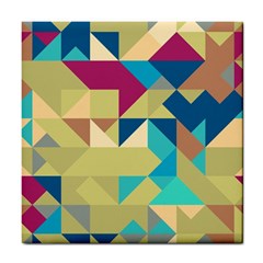 Scattered Pieces In Retro Colors Tile Coaster by LalyLauraFLM