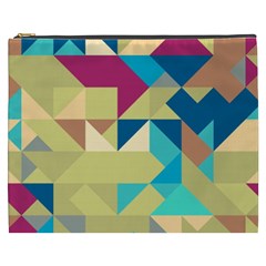 Scattered Pieces In Retro Colors Cosmetic Bag (xxxl)