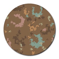 Paint Strokes In Retro Colors Round Mousepad by LalyLauraFLM