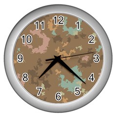 Paint Strokes In Retro Colors Wall Clock (silver) by LalyLauraFLM