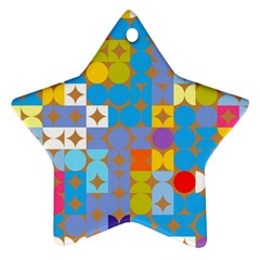 Circles And Rhombus Pattern Star Ornament (two Sides) by LalyLauraFLM