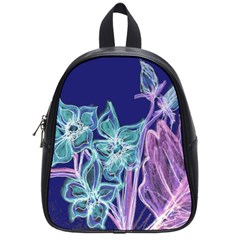 Purple, Pink Aqua Flower Style School Bags (small) 