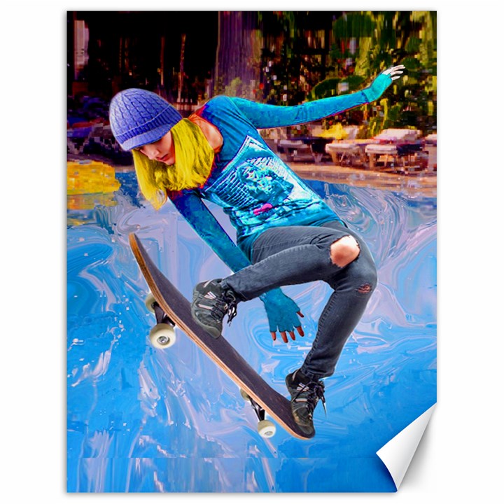 Skateboarding on Water Canvas 18  x 24  