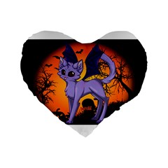 Seruki Vampire Kitty Cat Standard 16  Premium Flano Heart Shape Cushions by Seruki